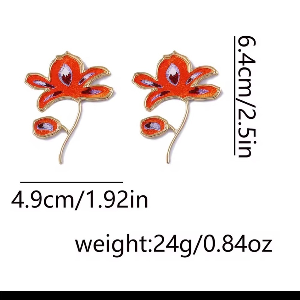 Zara Enameled Flower Earrings - Picture 6 of 6